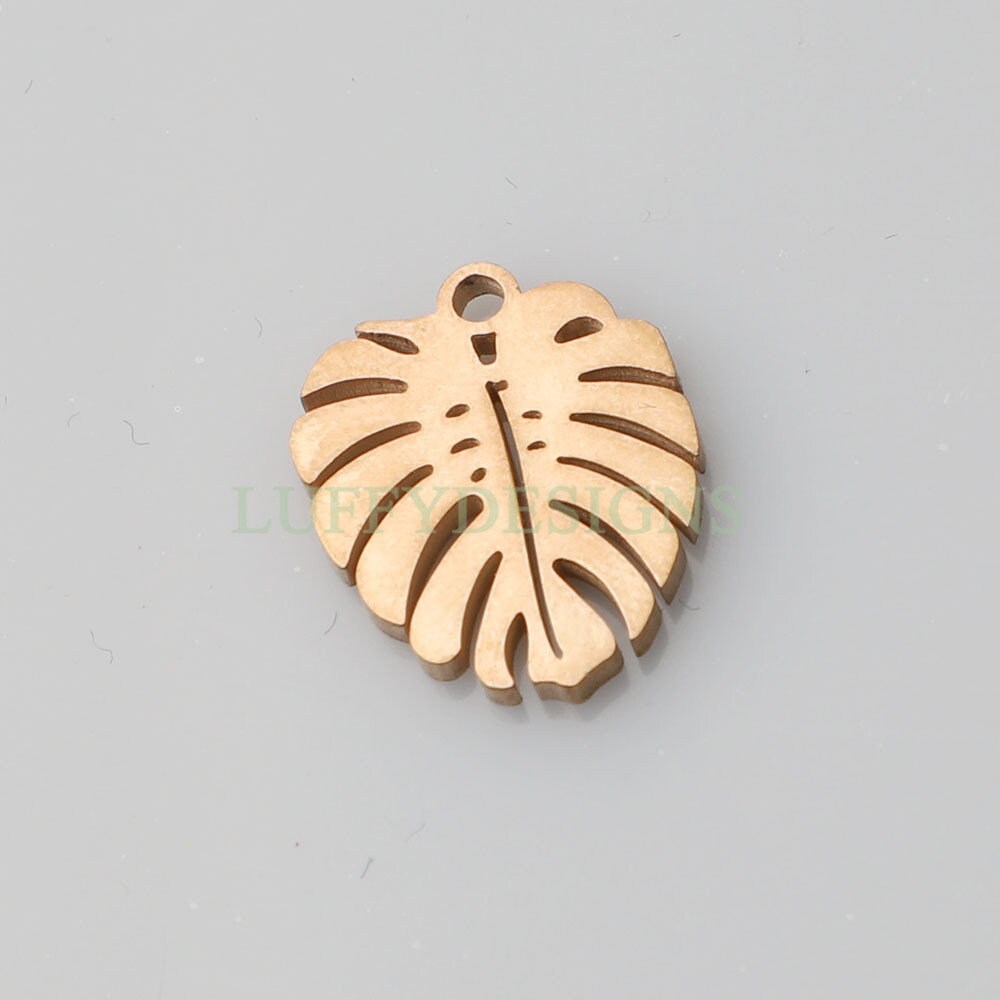 10pcs 13x17mm Stainless Steel Leaf Charm Pendants, Leaf Pendants, Leaf Pendant Links, Single Holes Leaf Supplies, Jewelry Findings