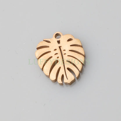 Steel Leaf Charm Pendant