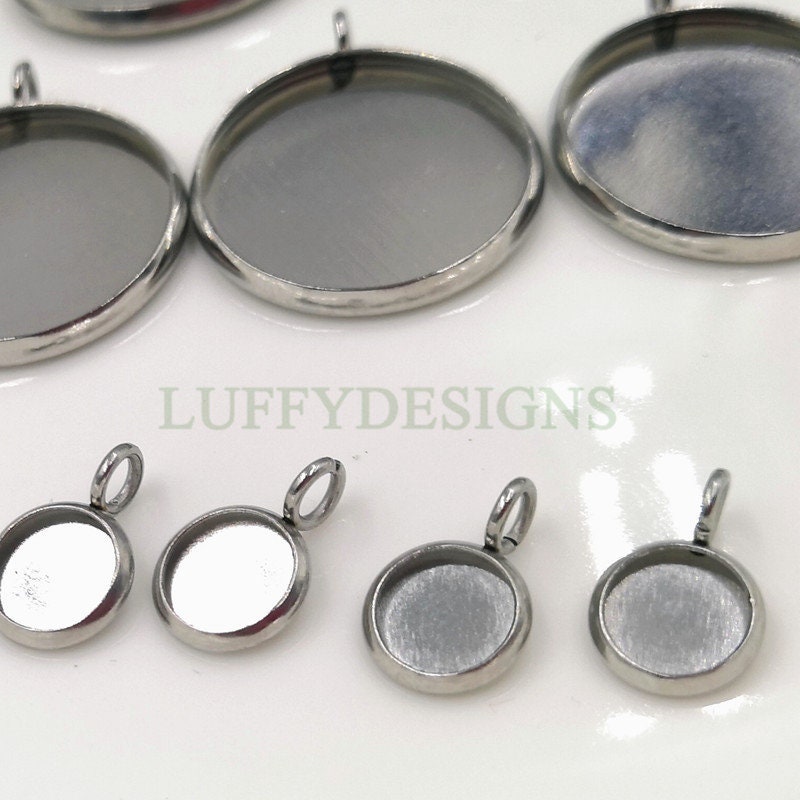 20pcs Stainless steel 18K Gold plating 10mm 18mm 20mm 25mm 30mm Settings Base, Bezel Blank Base Setting, Round Cabochon Pendant Base