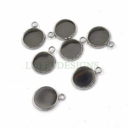 20pcs Round Cabochon Pendant Base, Bezel Blank Base Setting, Bezel Cups, 18K Gold plated Stainless steel, 8mm 10mm 12mm Settings Base