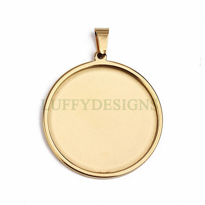 10pcs Round Bezel Tray Blanks, Cabochon Settings, Blank Bezel Base Settings, 18K Gold plated Stainless steel, Pendant Base Tray 20-40mm