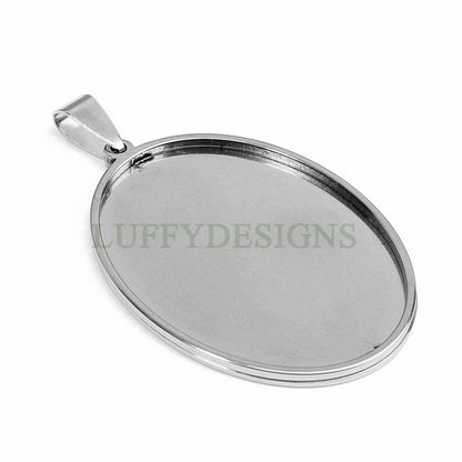 10pcs Oval Bezel Tray Blanks, Cabochon Settings, Blank Bezel Base Settings, 18K Gold plated Stainless steel, Pendant Base Tray 18x25mm