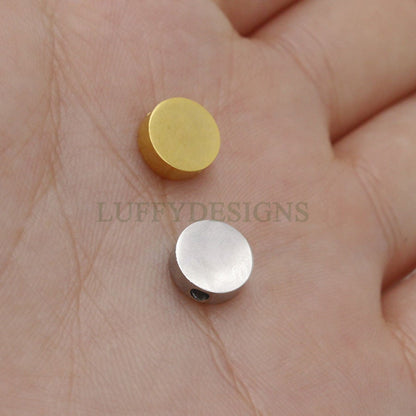 10pcs Gold Roundel Spacer Beads, Seamless Circle Ring, Flattened Round Beads, Seamless Round For Bracelet Making, 18K Gold plated
