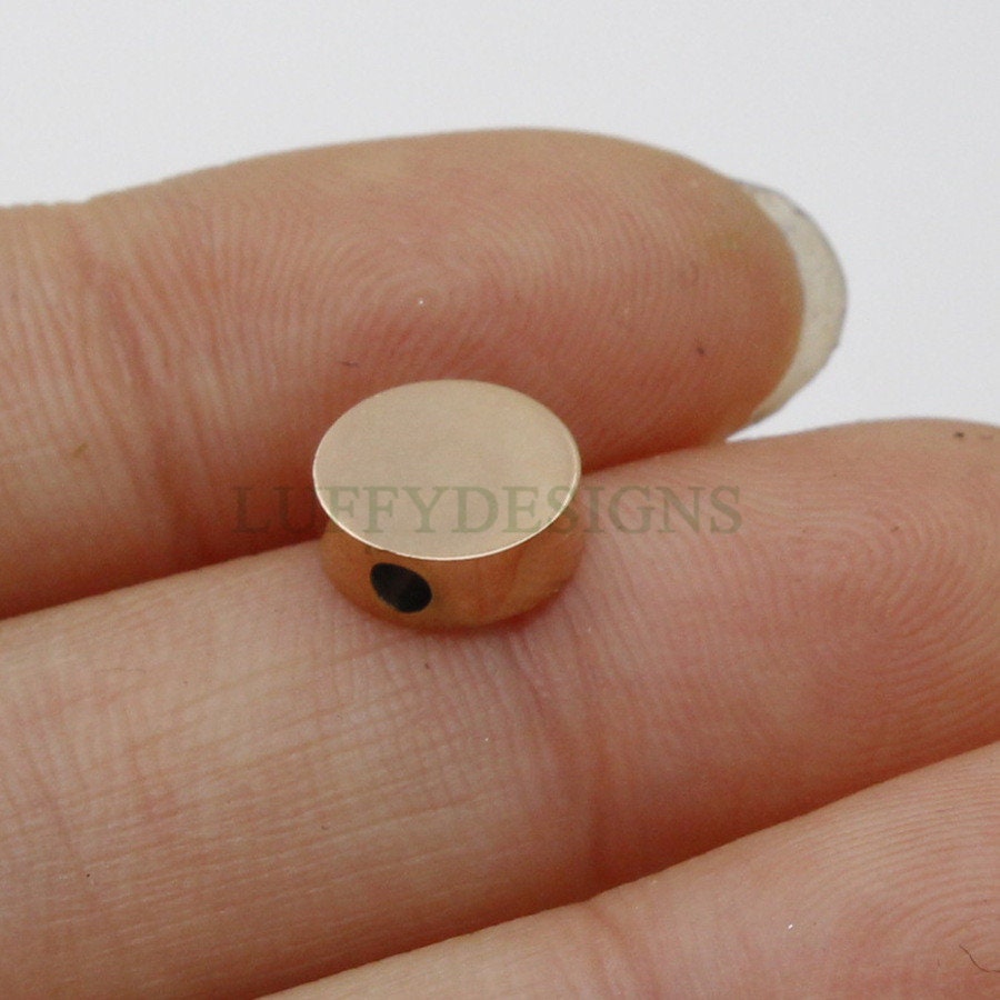 10pcs Gold Roundel Spacer Beads, Seamless Circle Ring, Flattened Round Beads, Seamless Round For Bracelet Making, 18K Gold plated