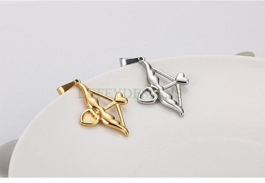 5pcs Cupid's Arrow Charms, Love Charm, Gold plated Stainless Steel, Cupid's Arrow Pendant, Bow and Arrow Charm, Romantic Charm