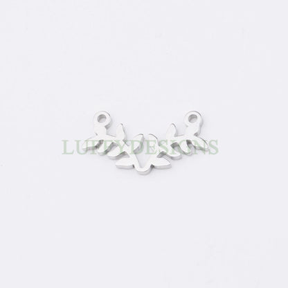 10pcs Branch and Leaves Connector Charm, 18K Gold plated Stainless Steel, Leaves Charm Pendant, Gold Branch Findings For Necklace/Bracelet