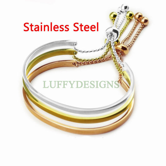 5PCS Finished Slide Bracelet, Sliding Adjustable Bracelet, Gold Bar Bracelet blanks, Hand Stamping Blanks, Custom Engraving Supplies