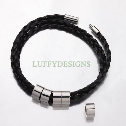 5pcs Blank Beads Bracelet, Beads Bracelet Supplies, Steel Beads Bracelet, Stamping Beads Bracelet, DIY Engraving Family Bracelets
