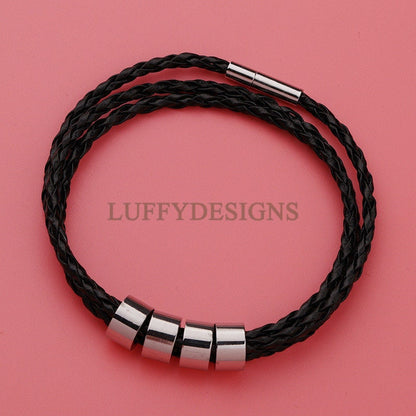 5pcs Blank Beads Bracelet, Beads Bracelet Supplies, Steel Beads Bracelet, Stamping Beads Bracelet, DIY Engraving Family Bracelets