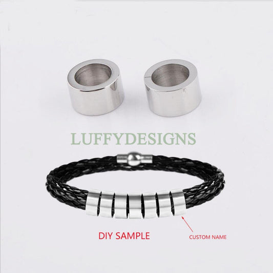 5pcs Blank Beads Bracelet, Beads Bracelet Supplies, Steel Beads Bracelet, Stamping Beads Bracelet, DIY Engraving Family Bracelets