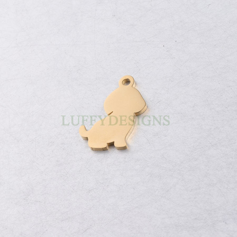10pcs Dog Charms 21x16mm, Gold/Rose Gold Stainless Steel, Small Dog Pendant, Animal lover Charm, Pet Charm, Dog Lover Charm, Pet Lover Charm