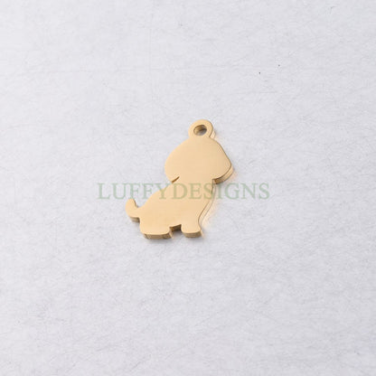 10pcs Dog Charms 21x16mm, Gold/Rose Gold Stainless Steel, Small Dog Pendant, Animal lover Charm, Pet Charm, Dog Lover Charm, Pet Lover Charm