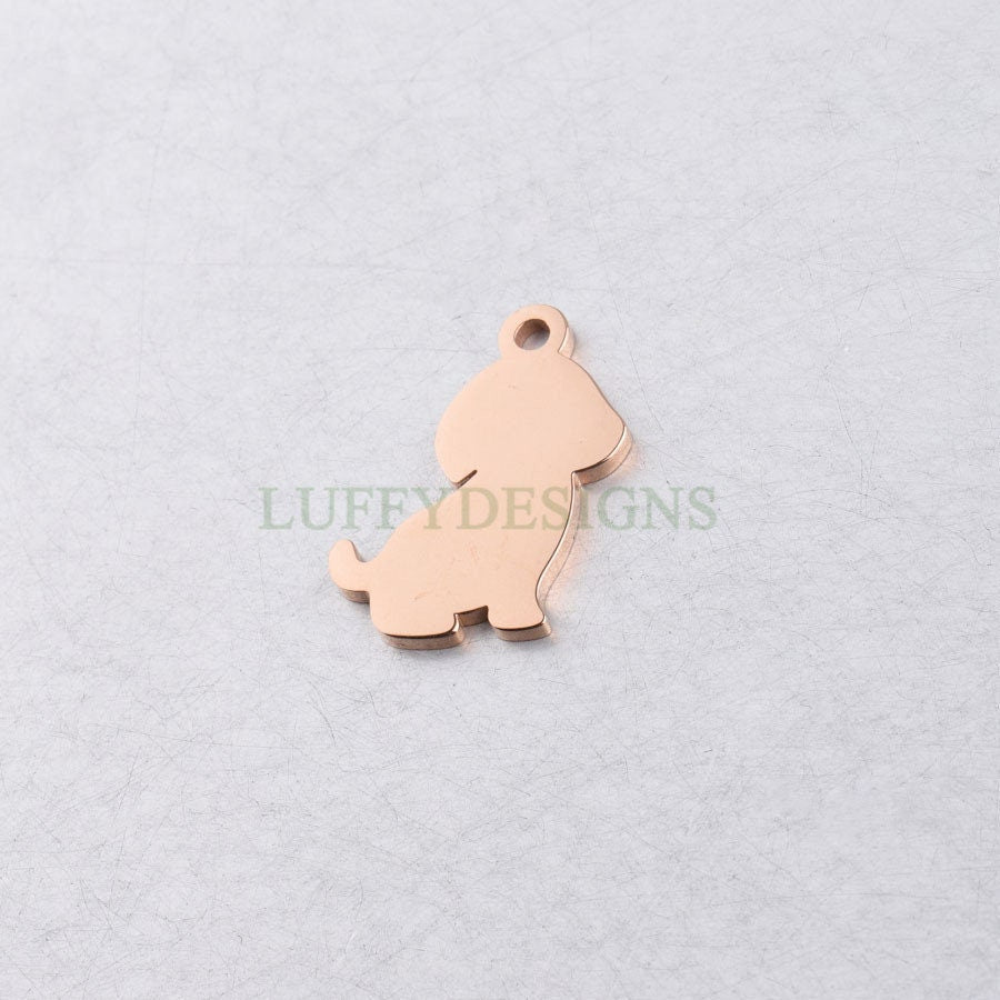 10pcs Dog Charms 21x16mm, Gold/Rose Gold Stainless Steel, Small Dog Pendant, Animal lover Charm, Pet Charm, Dog Lover Charm, Pet Lover Charm