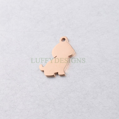 10pcs Dog Charms 21x16mm, Gold/Rose Gold Stainless Steel, Small Dog Pendant, Animal lover Charm, Pet Charm, Dog Lover Charm, Pet Lover Charm
