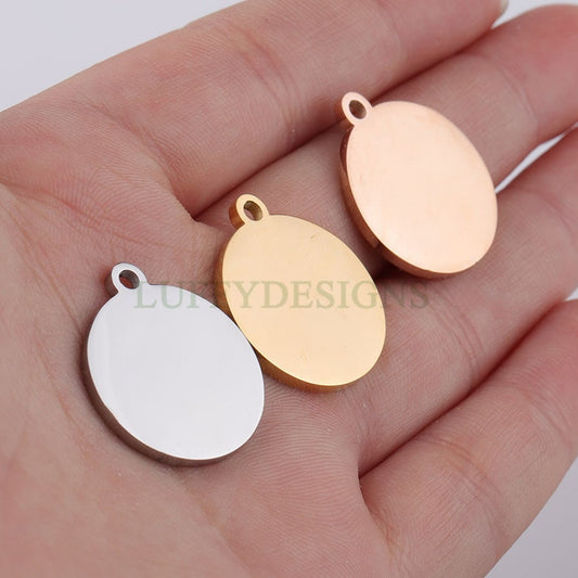 10pc Round Disc Tags, 10-25mm Mirror Polished Round Pendant, Metal Stamping Blanks Charm, Engravable Round Blank,Gold Plated Stainless Steel