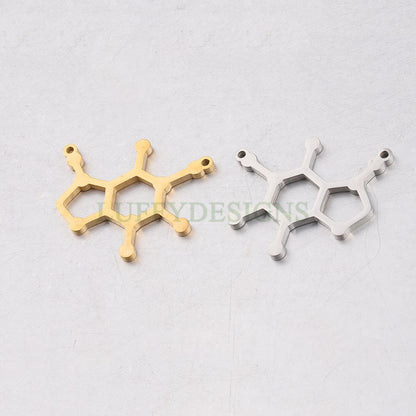5pcs Caffeine Molecule Charms, Gold Caffeine Charm Pendant, Caffeine Connector, Caffeine Charm, Molecule Charm, Chemistry Charm, 29x35mm