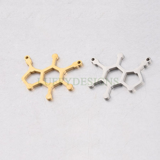 5pcs Caffeine Molecule Charms, Gold Caffeine Charm Pendant, Caffeine Connector, Caffeine Charm, Molecule Charm, Chemistry Charm, 29x35mm