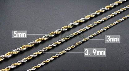 2pcs Finished Twist Chain, Twist Chain Necklace, 18k Gold /Black plated 316L Stainless Steel, Mens Chain, Men's Necklace, Hypoallergenic
