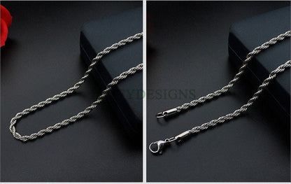 2pcs Finished Twist Chain, Twist Chain Necklace, 18k Gold /Black plated 316L Stainless Steel, Mens Chain, Men's Necklace, Hypoallergenic