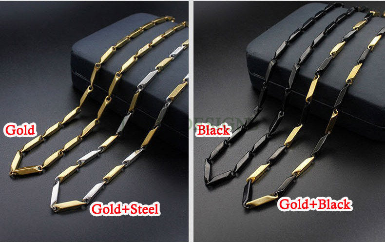 2pcs Finished Diamond Chains, Melon Chain Necklace, 18k Gold /Black plated 316L Stainless Steel, Men's Chains, Bulk Men's Necklace