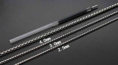 5pcs Finished Round Box Chains, Square Rolo Chain Necklace, 18k Gold /Black plated 316L Stainless Steel, Men's Chains, Men's Necklace