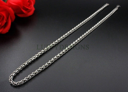 2pcs Finished Wheat Chain, Stainless Steel Necklace for Men, Men's Chain, Bulk Men's Necklace, Hypoallergenic Chain, 18-35 inches