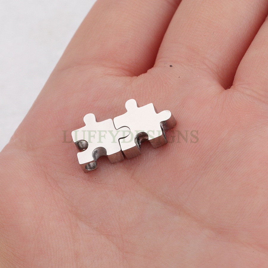 10pcs Autism Awareness Charms, Puzzle Piece Charms, 18K Gold/Rose Gold plated Stainless Steel, Autism Research Findings, Autism Puzzle Beads