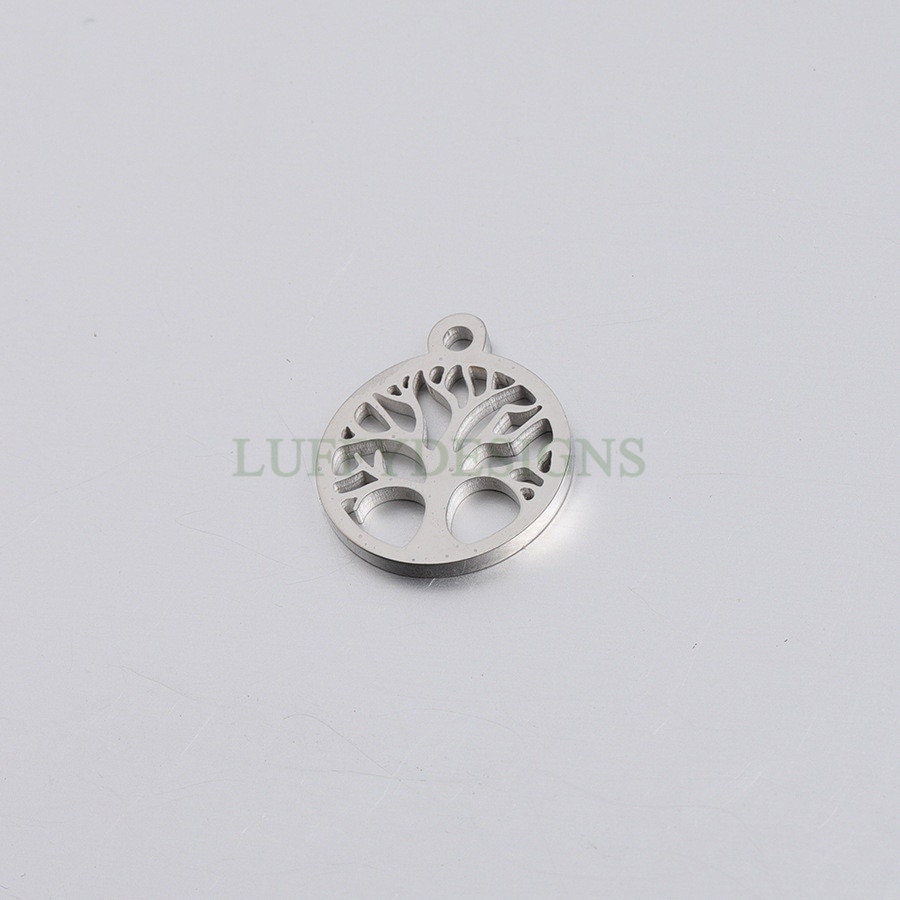 10pcs Family Tree Charm 15mm, Tree of Life Charm, Gold Tree Pendant, 18K Gold /Rose Gold plated Stainless Steel, Family Tree Charm Pendant