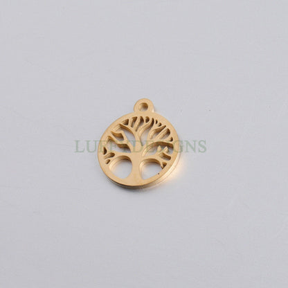 10pcs Family Tree Charm 15mm, Tree of Life Charm, Gold Tree Pendant, 18K Gold /Rose Gold plated Stainless Steel, Family Tree Charm Pendant