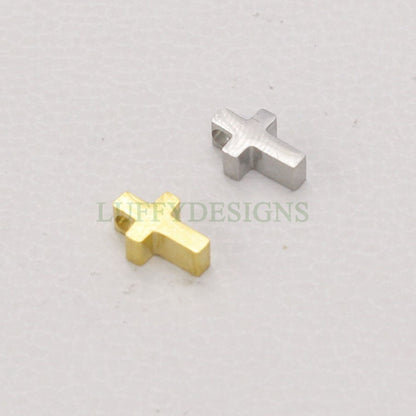 10pcs Cross Charms, Gold/ Rose Gold Steel Cross, Jewelry Making Supplies, Communion Findings, Jesus Charm, Christian Charm, Catholic Charm