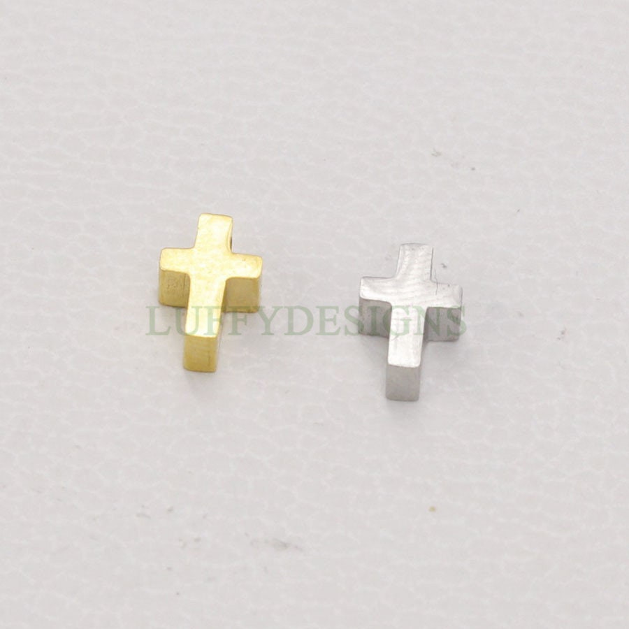 10pcs Cross Charms, Gold/ Rose Gold Steel Cross, Jewelry Making Supplies, Communion Findings, Jesus Charm, Christian Charm, Catholic Charm