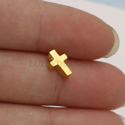10pcs Cross Charms, Gold/ Rose Gold Steel Cross, Jewelry Making Supplies, Communion Findings, Jesus Charm, Christian Charm, Catholic Charm