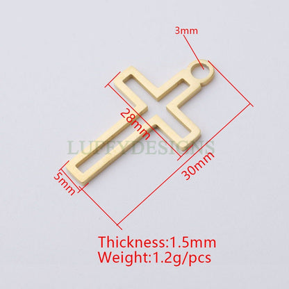 10pcs Cross Charm, Gold Hollow Cross Pendant, Christian Pendant, Communion Charm, Jesus Charm,Christian Charm,Catholic Charm,Mirror Polished