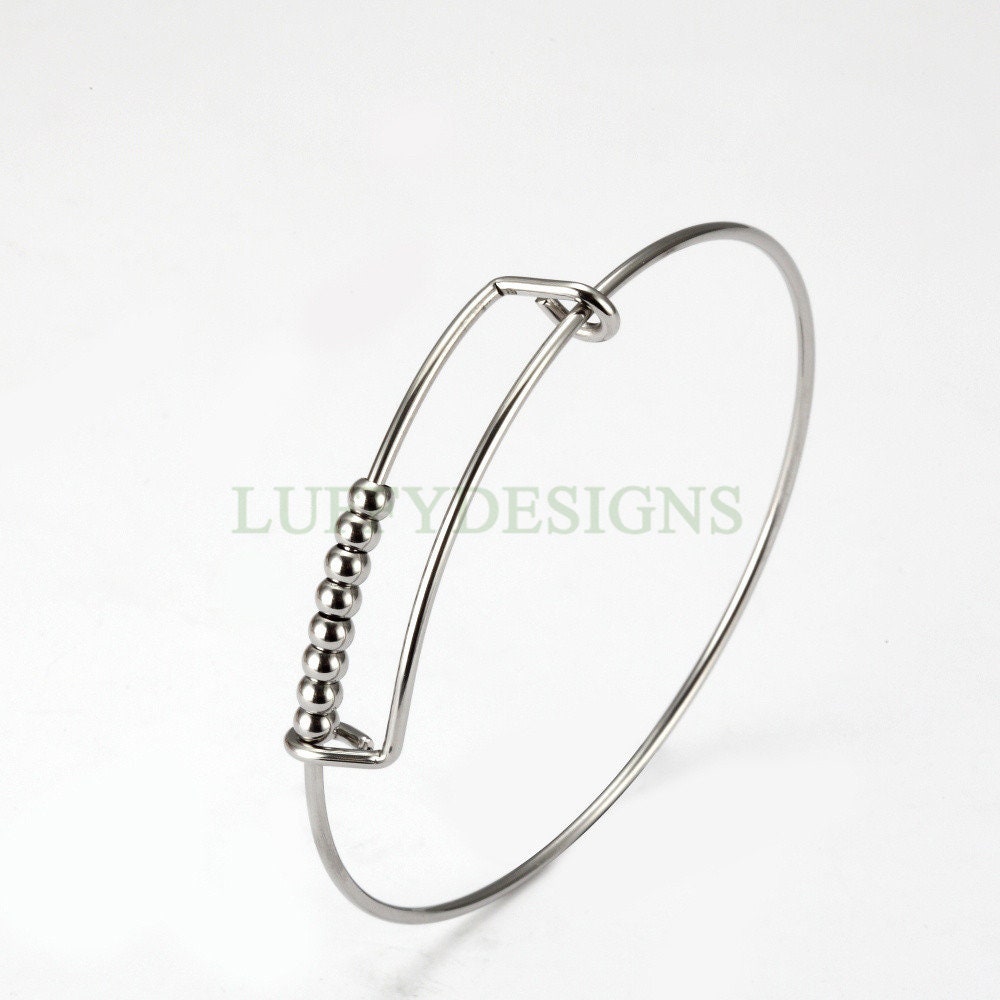 5pcs Bulk Expandable Bracelet, Adjustable Beads Bangle, Wholesale Charm Bracelets, Wire Bangles, Stainless Steel Bracelet, Jewelry Finding
