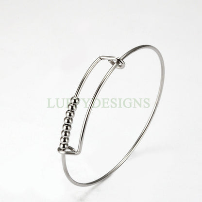 5pcs Bulk Expandable Bracelet, Adjustable Beads Bangle, Wholesale Charm Bracelets, Wire Bangles, Stainless Steel Bracelet, Jewelry Finding