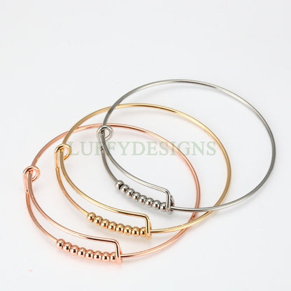 5pcs Bulk Expandable Bracelet, Adjustable Beads Bangle, Wholesale Charm Bracelets, Wire Bangles, Stainless Steel Bracelet, Jewelry Finding