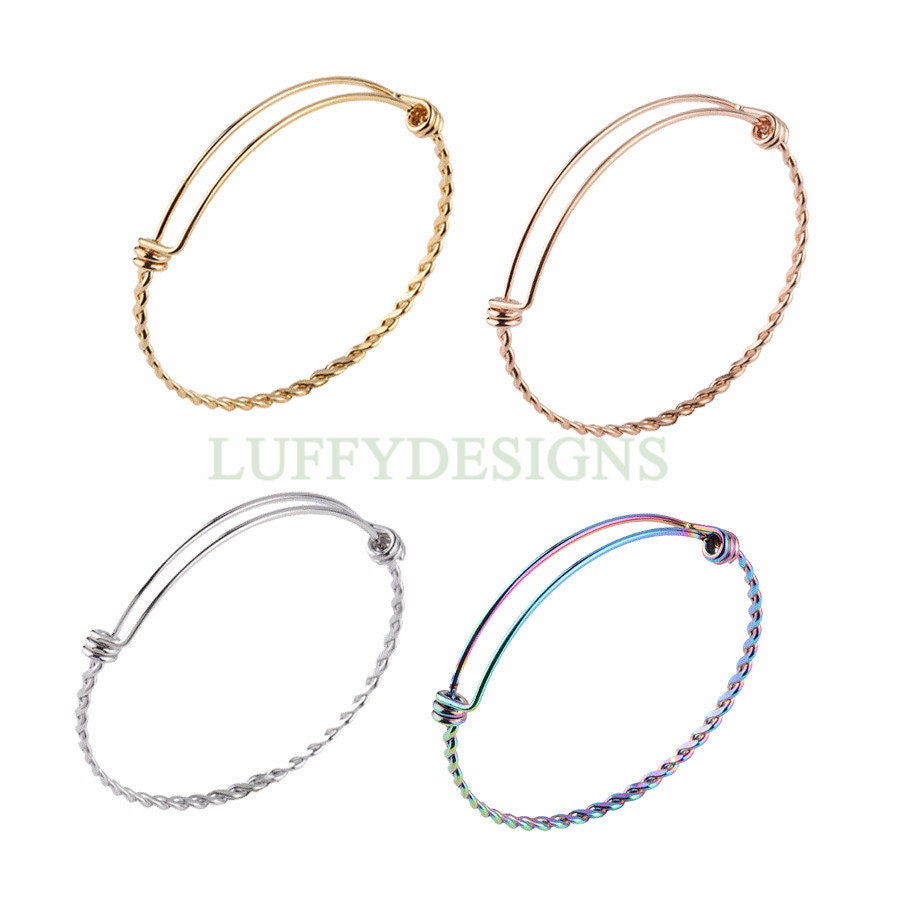 5pcs Twisted Expandable Bracelet, Adjustable Bangle, Wholesale Bangle Bracelets,  55mm /60mm /65mm Stainless Steel Bracelet, Jewelry Finding