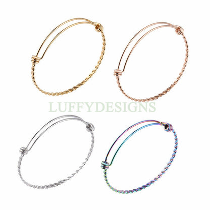 5pcs Twisted Expandable Bracelet, Adjustable Bangle, Wholesale Bangle Bracelets,  55mm /60mm /65mm Stainless Steel Bracelet, Jewelry Finding