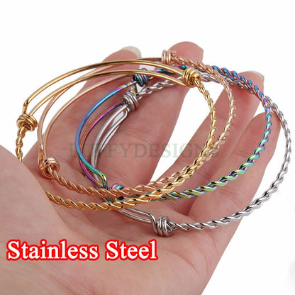 5pcs Twisted Expandable Bracelet, Adjustable Bangle, Wholesale Bangle Bracelets,  55mm /60mm /65mm Stainless Steel Bracelet, Jewelry Finding