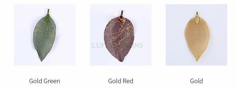5pcs Leaf Charm Pendant, Real Natural Leaf Skeleton, Leaves Charm, Hollow Filigree Leaf Charm, Real Daphne Leaf, Gold Plated Leaf Pendant
