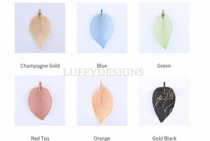 5pcs Leaf Charm Pendant, Real Natural Leaf Skeleton, Leaves Charm, Hollow Filigree Leaf Charm, Real Daphne Leaf, Gold Plated Leaf Pendant