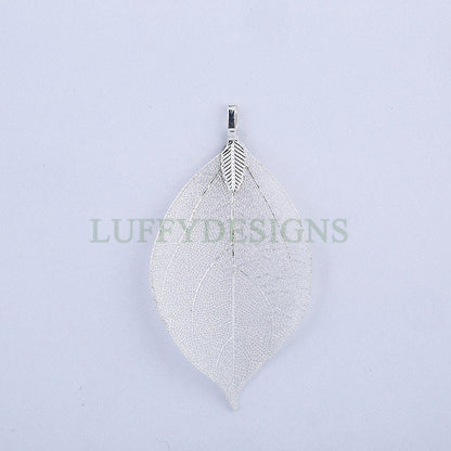 5pcs Leaf Charm Pendant, Real Natural Leaf Skeleton, Leaves Charm, Hollow Filigree Leaf Charm, Real Daphne Leaf, Gold Plated Leaf Pendant