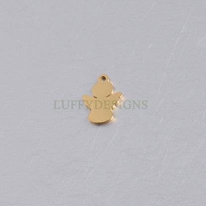 10pcs Angel Charm, Angel Wings Charm, Gold Angel Pendant, 18K Gold plated Stainless Steel, Metal Charms, Mirror Polished Angel Findings