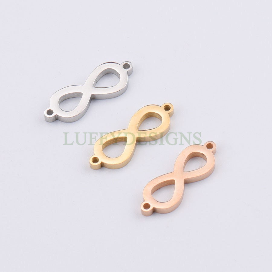 10pcs Infinity Charm with 2 Loops, Infinity Pendant 21x7mm, Infinity Link, Infinity Connector, Small Infinity Charm, Stainless Steel Charm