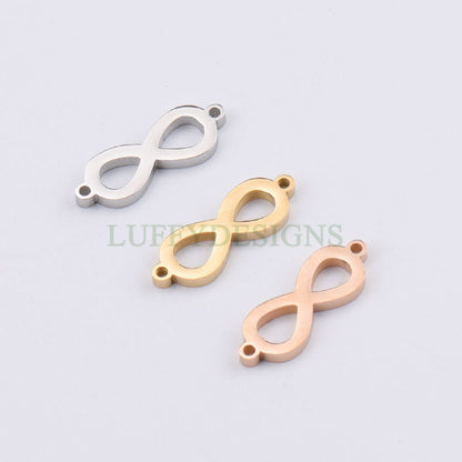 10pcs Infinity Charm with 2 Loops, Infinity Pendant 21x7mm, Infinity Link, Infinity Connector, Small Infinity Charm, Stainless Steel Charm