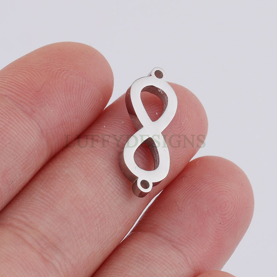10pcs Infinity Charm with 2 Loops, Infinity Pendant 21x7mm, Infinity Link, Infinity Connector, Small Infinity Charm, Stainless Steel Charm