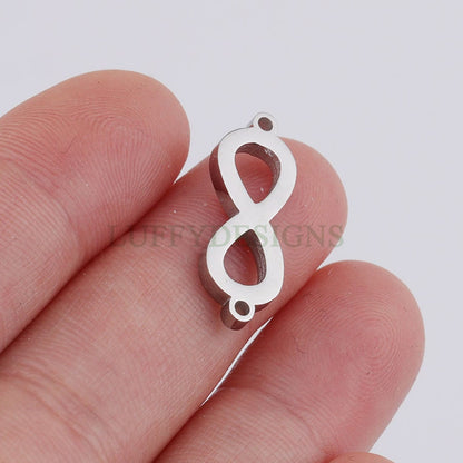 10pcs Infinity Charm with 2 Loops, Infinity Pendant 21x7mm, Infinity Link, Infinity Connector, Small Infinity Charm, Stainless Steel Charm