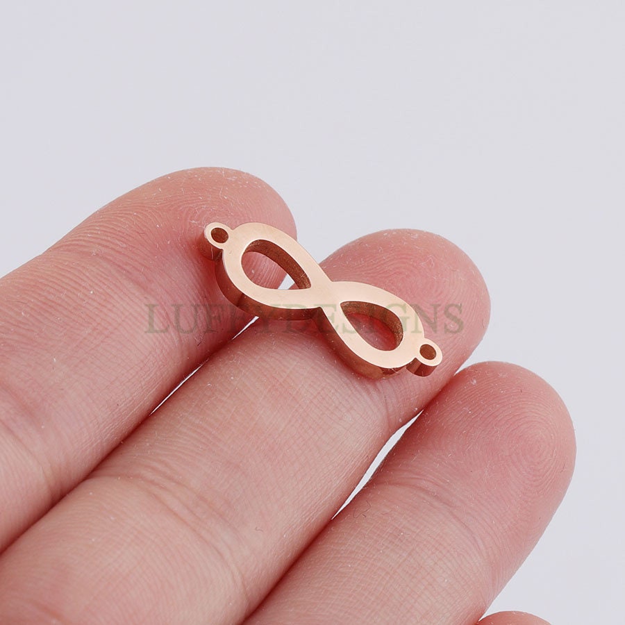 10pcs Infinity Charm with 2 Loops, Infinity Pendant 21x7mm, Infinity Link, Infinity Connector, Small Infinity Charm, Stainless Steel Charm