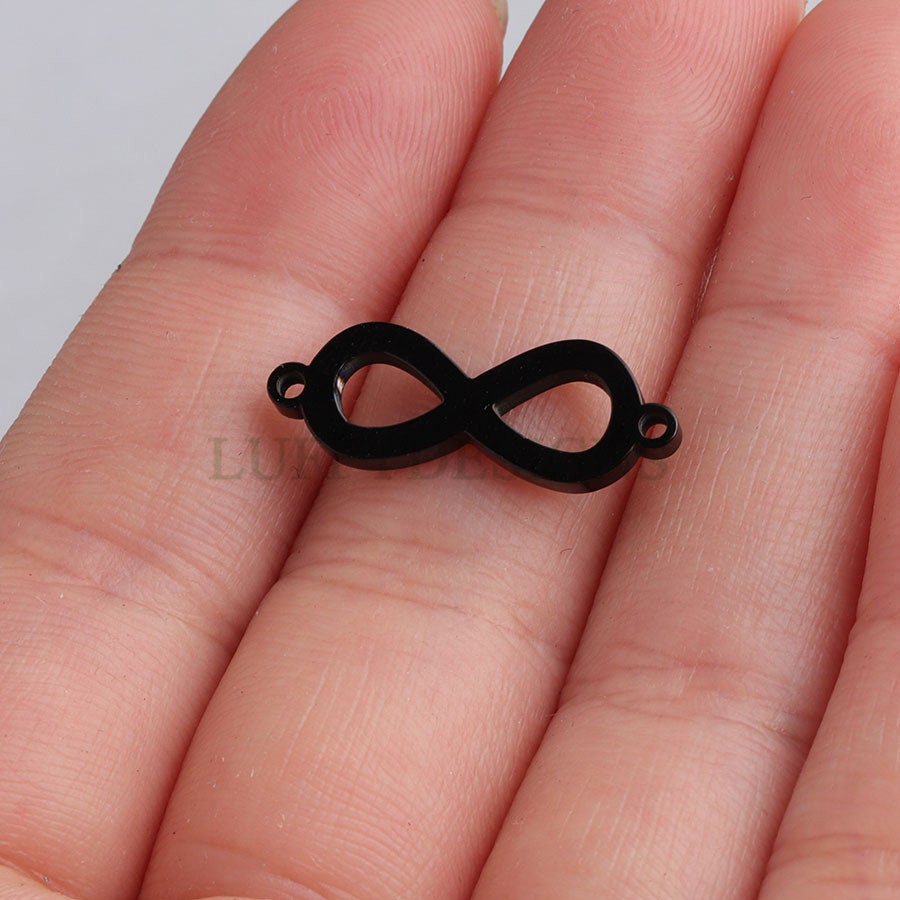 10pcs Infinity Charm with 2 Loops, Infinity Pendant 21x7mm, Infinity Link, Infinity Connector, Small Infinity Charm, Stainless Steel Charm
