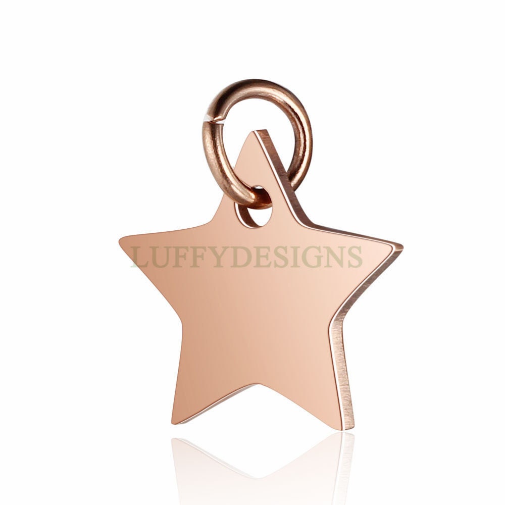 10pcs Star Charms 12mm, Gold /Rose Gold plated Stainless Steel, Pentagram Pendant, Five-pointed Star Pendants, Tiny Star Findings
